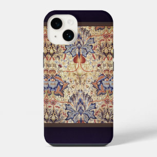 Funda Para iPhone 14 Flores Azules y Doradas