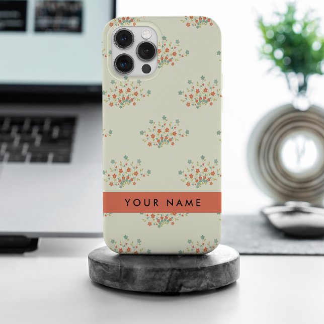 Funda Para iPhone Flores azules y rojas, Rojo, tu nombre (Subido por el creador)