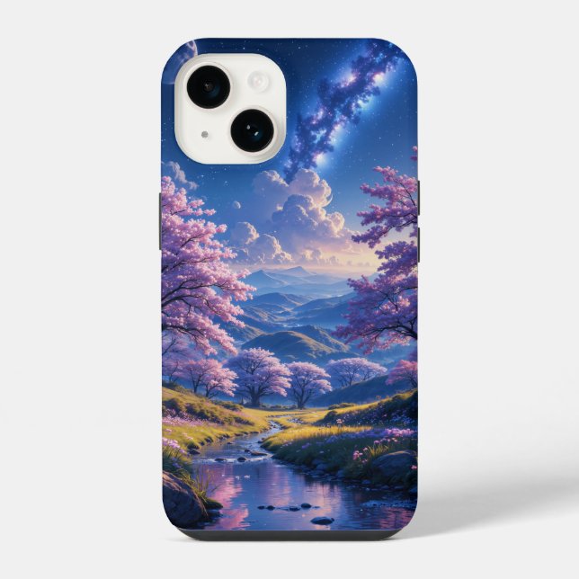 Funda Para iPhone Flores bajo un cielo estrellado (Reverso )