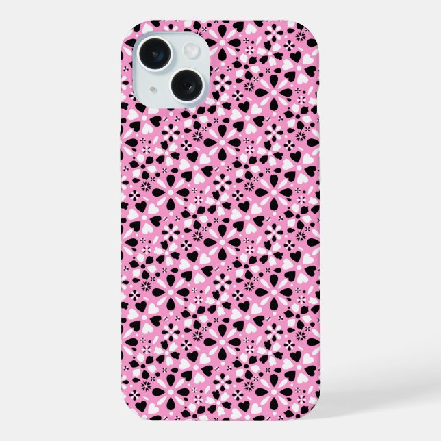 Funda Para iPhone Flores blancas negras lindas (Reverso )