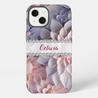 Flores blandas de color rosa y púrpura en 3D, marc