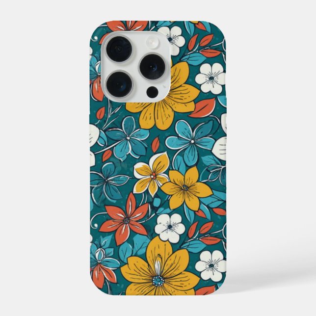 Funda Para iPhone Flores brillantes, fondo oscuro (Reverso )
