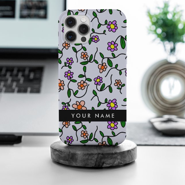 Funda Para iPhone Flores Coloridas, Fondo Azul, Negro (Subido por el creador)