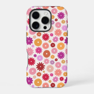 Funda Para iPhone 16 Pro Flores Coloridas Patrón de Repetición