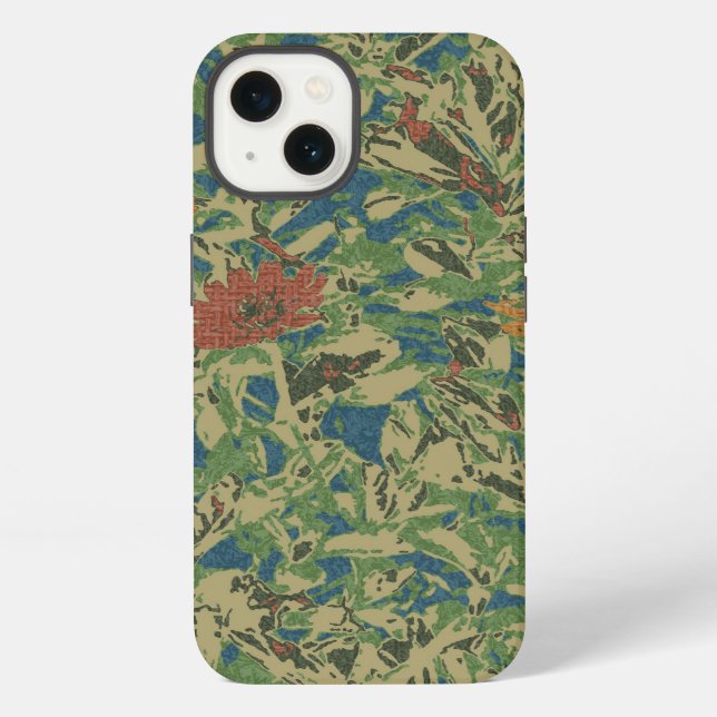 Funda Para iPhone Flores contra patrón de camuflaje de hoja (Reverso )