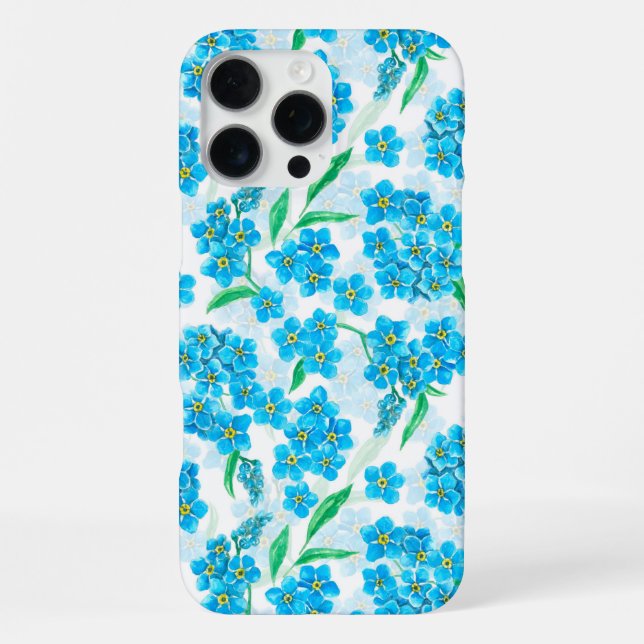 Funda Para iPhone Flores de acuarela no me olvides (Reverso )