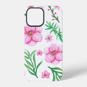 Funda Para iPhone 12 Flores de acuarela rosa claro, pequeñas bayas y 