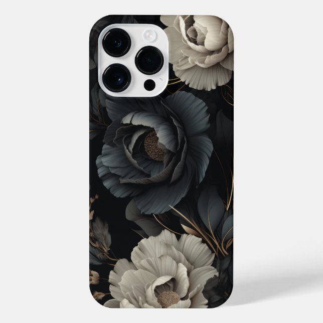 Funda Para iPhone Flores de blanco y negro (Reverso)
