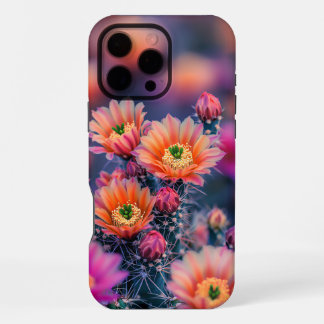 Funda Para iPhone 16 Pro Max Flores de Cactus Vibrantes en Flor en un Desierto