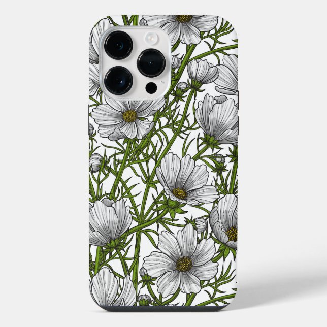 Funda Para iPhone Flores de cosmos blancas (Reverso )