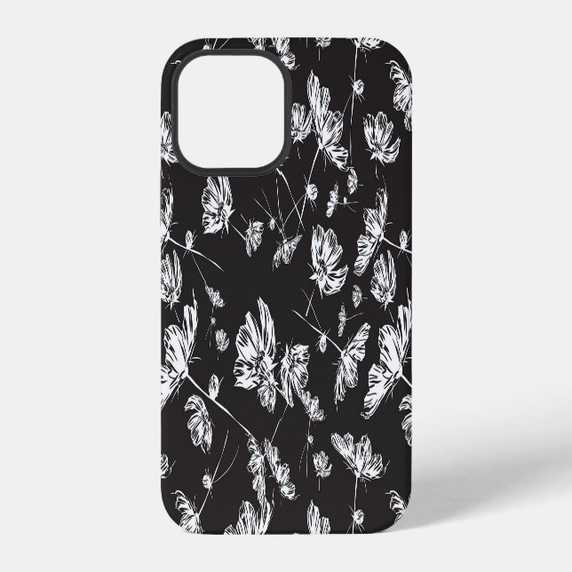 Funda Para iPhone Flores de cosmos blancos: patrón aislado. (Reverso )