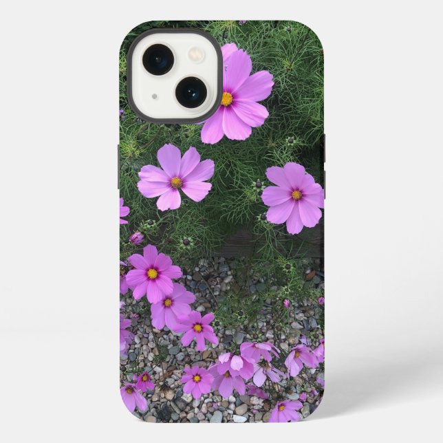 Funda Para iPhone Flores de cosmos con guijarros en una (Reverso )