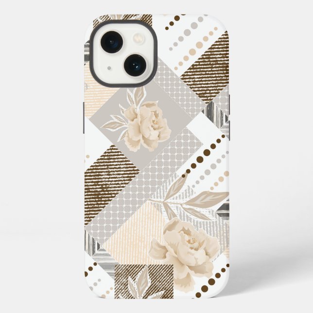 Funda Para iPhone Flores de crema sobre blanco (Reverso )
