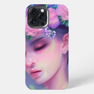 Funda Para iPhone 13 Pro Max Flores de Doncella Bonita en el Pelo Arte Etéreo