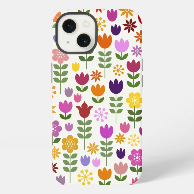 Funda Para iPhone Flores de estilo escandinavo Gran Patrón Funda-Mat (Reverso )