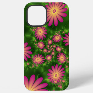 Funda Para iPhone 12 Pro Max Flores de fantasía rosa arte fractal abstracto mod