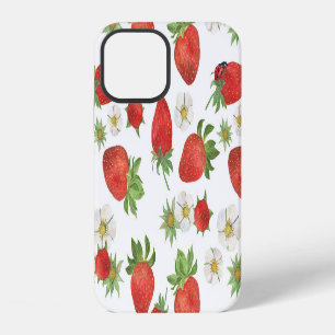 Funda Para iPhone 12 Flores de Fresas: Arte Transparente Acuarela