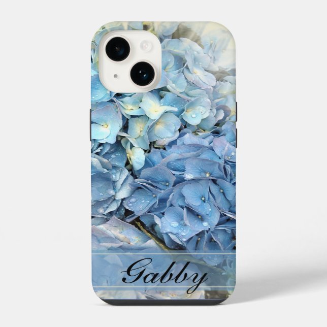 Funda Para iPhone Flores de hidrangea azul (Reverso )