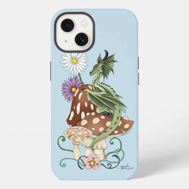 Funda Para iPhone Flores de Hongo de Dragón de Fantasía Verde Capric (Reverso )