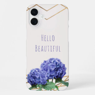 Funda Para iPhone 16 Plus Flores de Hortensia y Elegante Glam Personalizado