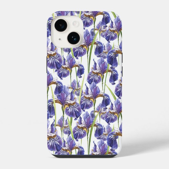 Funda Para iPhone Flores de Iris Morado (Reverso )