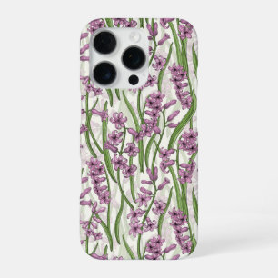 Funda Para iPhone 16 Pro Flores de jacinto rosadas sobre blanco natural