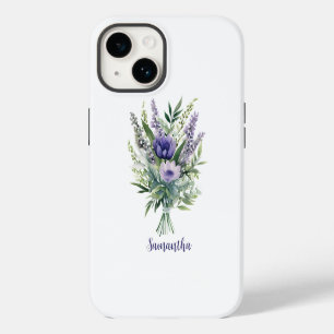 Funda Para iPhone 14 Flores de lavanda moradas personalizadas eucalipto
