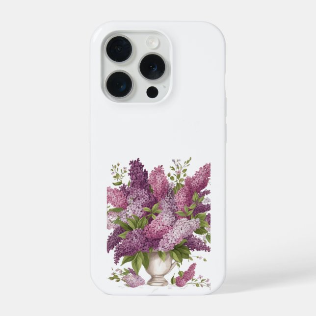 Funda Para iPhone Flores de Lila Púrpura Elegantes Bouquet Jarrón iP (Reverso )