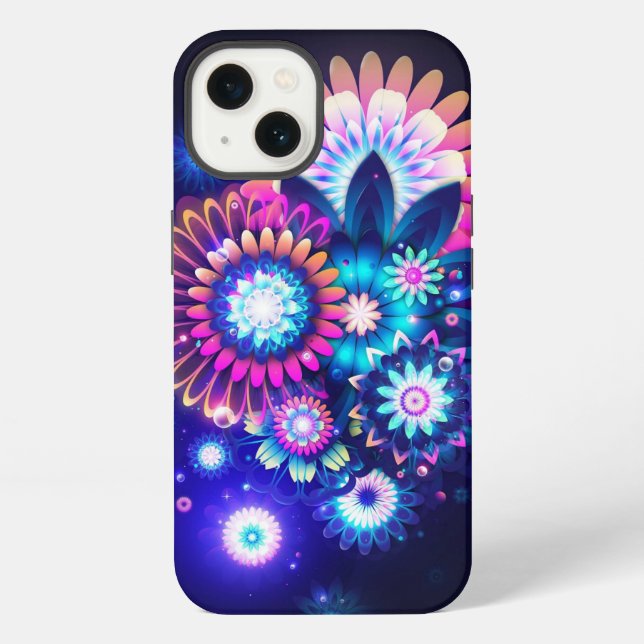 Funda Para iPhone Flores de neón (Reverso )