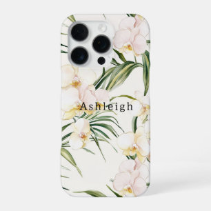 Funda Para iPhone 16 Pro Flores de Orquídea Blanca Tropical