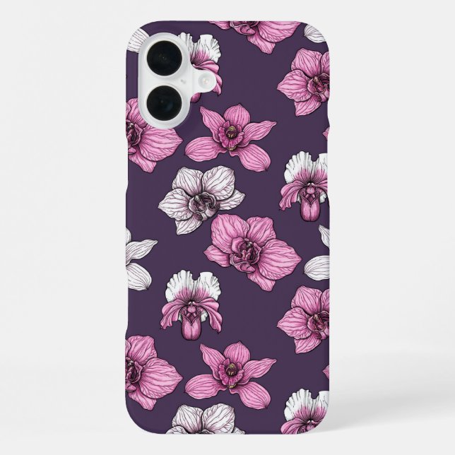 Funda Para iPhone Flores de orquídea rosa (Reverso )