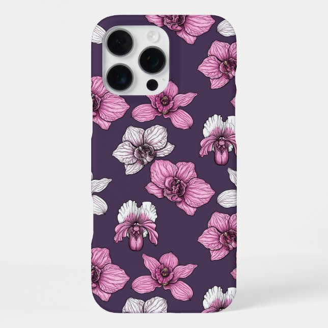 Funda Para iPhone Flores de orquídea rosa (Reverso )