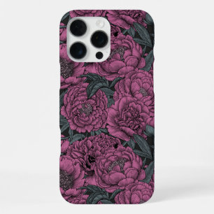 Funda Para iPhone 16 Pro Max Flores de peonía púrpura