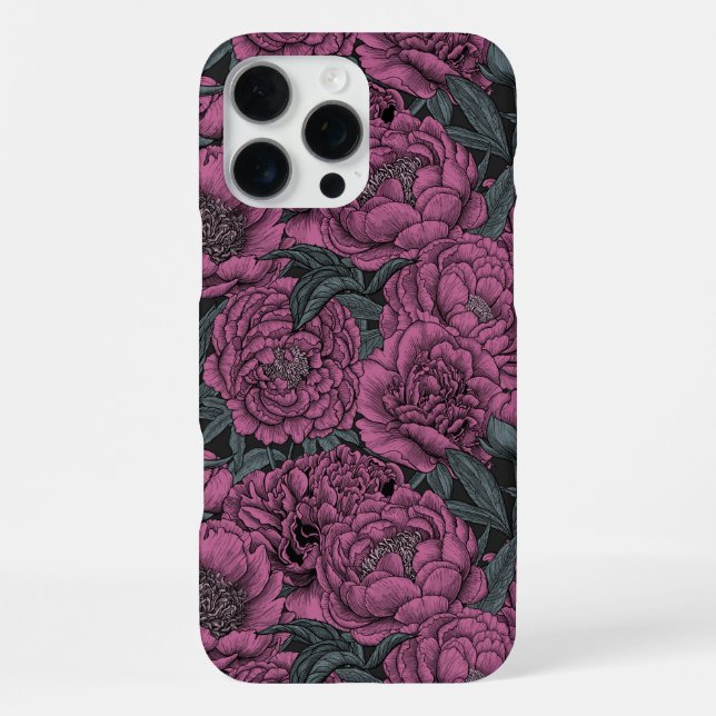 Funda Para iPhone Flores de peonía púrpura (Reverso )