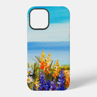 Funda Para iPhone 12 flores de pintura al óleo cerca del mar, campo de
