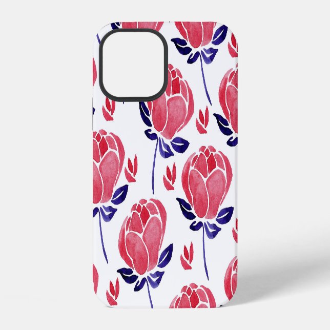 Funda Para iPhone Flores de primavera, acuarela sin costuras. (Reverso )