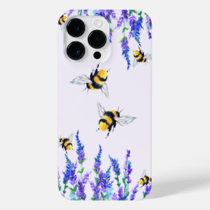 Funda Para iPhone 14 Pro Max Flores de primavera y abejas volando