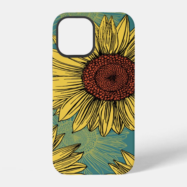 Funda Para iPhone Flores de sol de mano azul (Reverso )