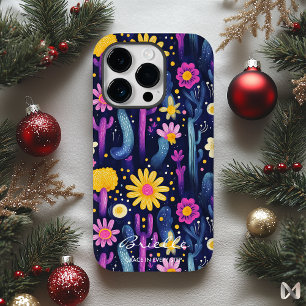 Funda Para iPhone 14 Pro Flores del Desierto de Bienestar con Cactus y Flor