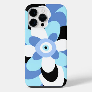 Funda Para iPhone 14 Pro Max Flores del Ojo Malo Azul Suave Amuleto Griego Esté