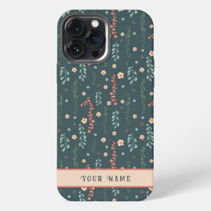 Funda Para iPhone 13 Pro Max Flores divertidas de color rosa y azul moderno Nom