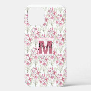 Funda Para iPhone 12 Flores Elegantes Floral Acuarela Rosa Verde Salvia