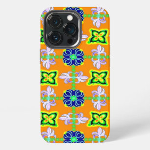 Funda Para iPhone 13 Pro Flores en azul azul verde estilo Art Deco Retro