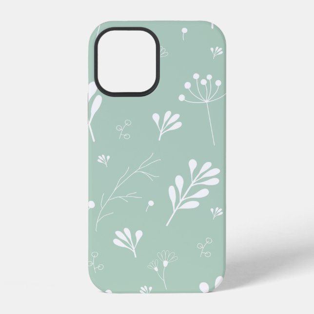 Funda Para iPhone Flores fondo verde ramas (Reverso )