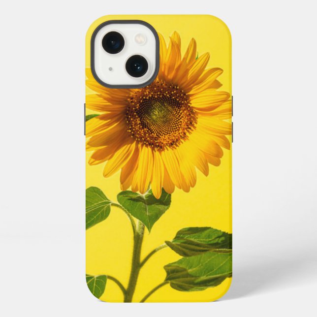 Funda Para iPhone Flores | Girasol sobre Amarillo (Reverso )