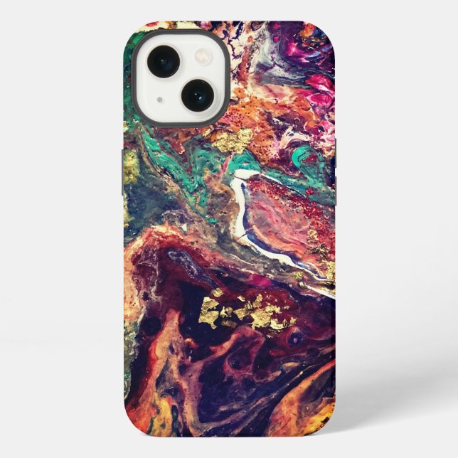 Funda Para iPhone Flores mágicas abstractas rosa dorado (Reverso )