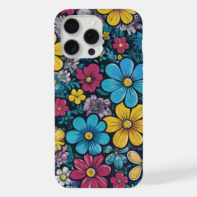 Funda Para iPhone flores mini cmyk estilo caricatura (Reverso )