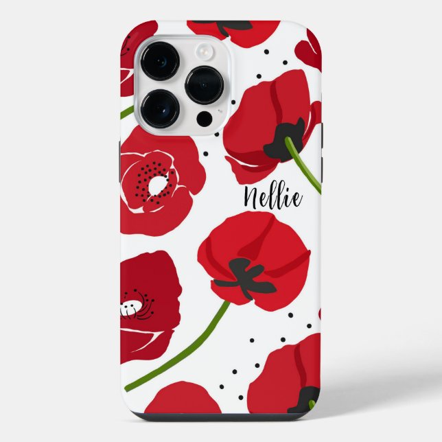 Funda Para iPhone Flores modernas de adormidera roja (Reverso )