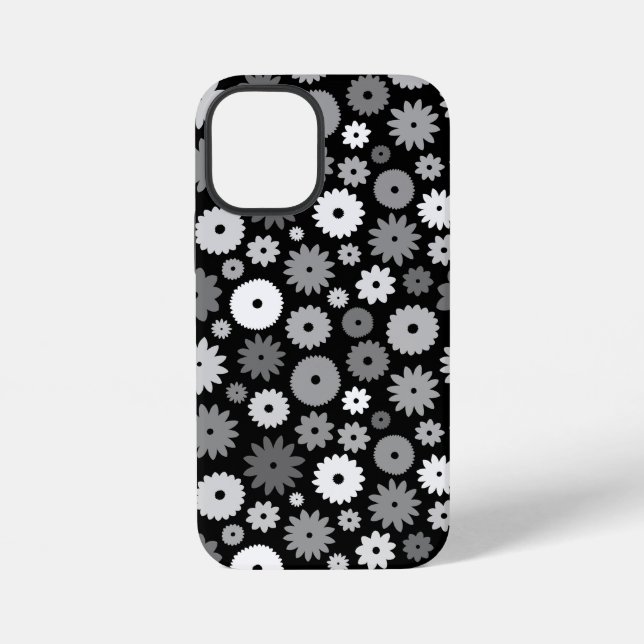 Funda Para iPhone Flores monocromas repiten patrón (Reverso )