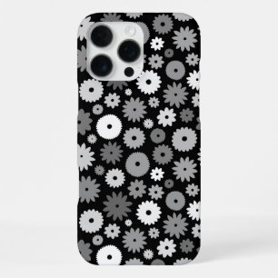 Funda Para iPhone 16 Pro Max Flores monocromas repiten patrón